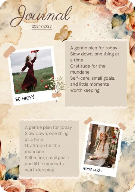 Watercolor journal template with photos