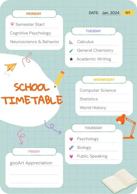 School timetable template