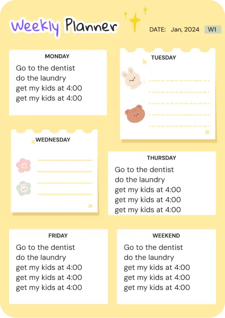 Weekly planner template